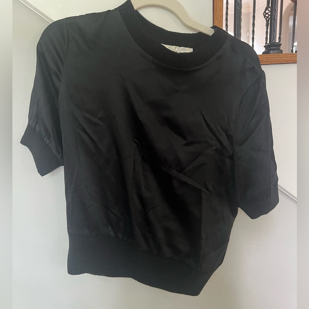 Alexis Black Silk Short Sleeve Top